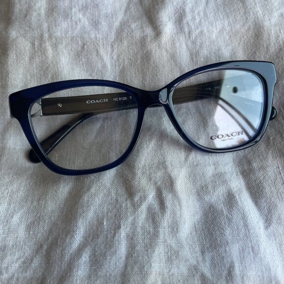 Coach Eyeglasses Frames HC6120 5110 Transparent Navy Cat Eye Full Rim 52-16-140 - Picture 1 of 6